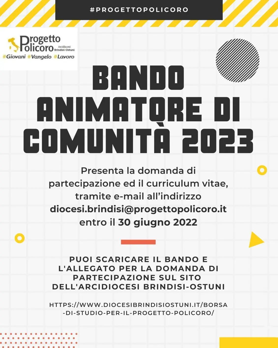 Bando Animatore Progetto Policoro